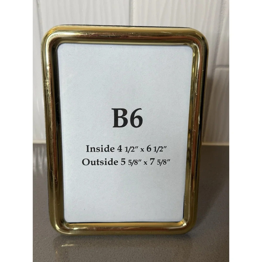 Lot of 3 Vintage MCM Brass Metal Picture Frame Gold Tone 6x8, 5x7 & 4x5 Outside